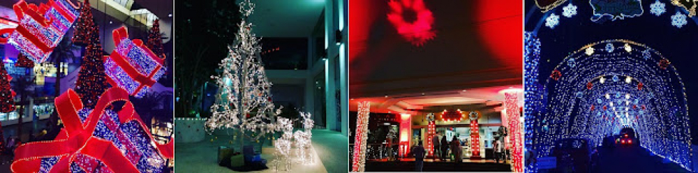 ライトアップされたクリスマスの装飾